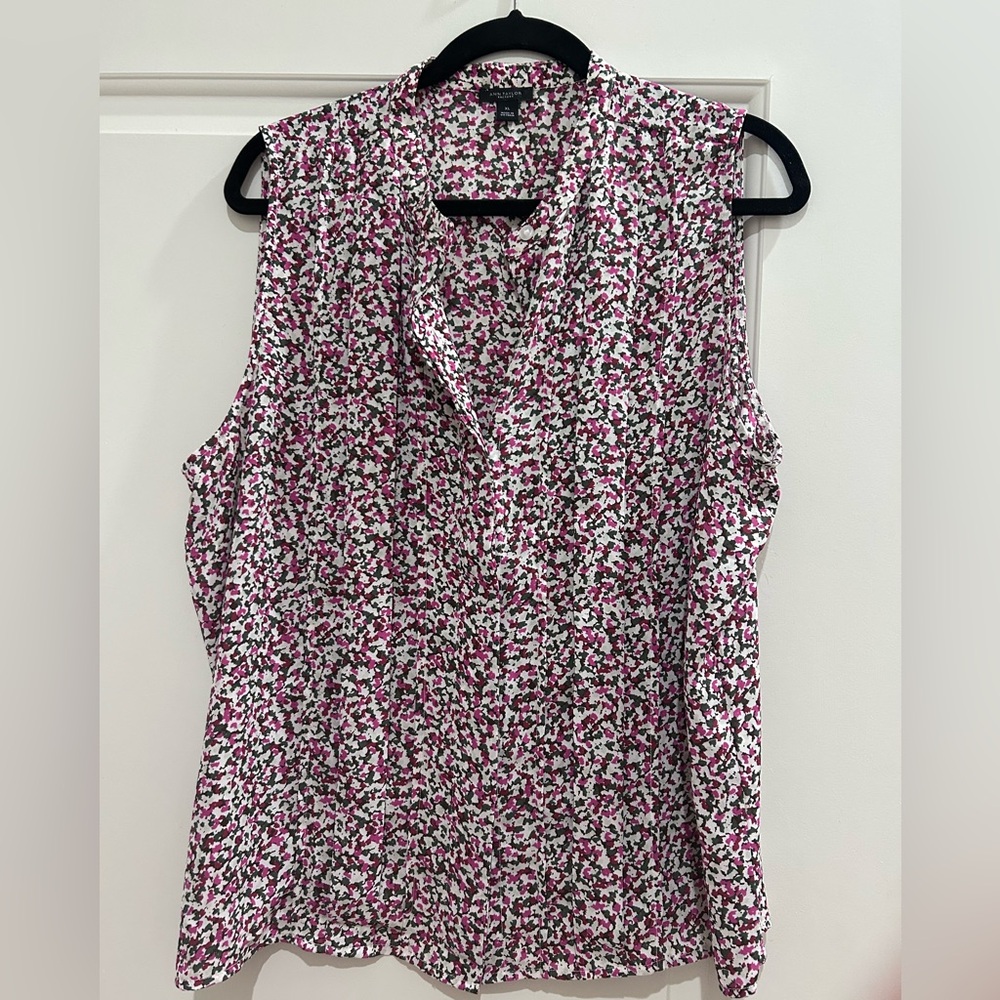 Ann Taylor Pink and Green Floral Blouse